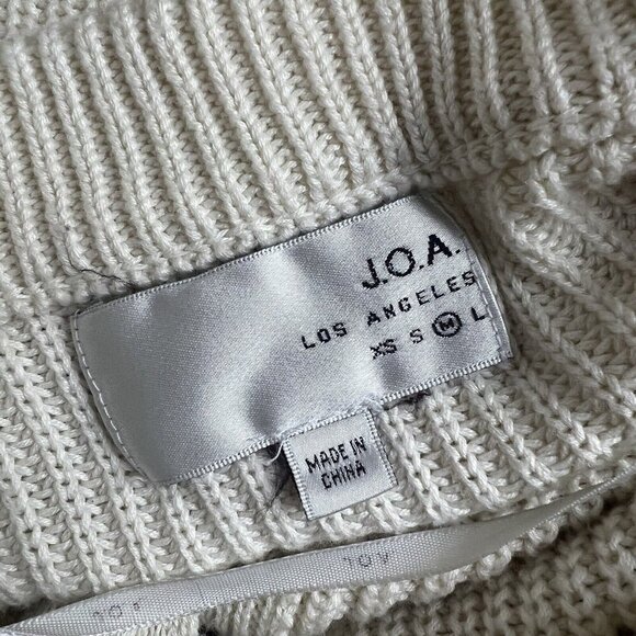 JOA Sweater Ivory Cream White Lace Up Corset Grommet Boho Chunky Knit Sz Medium - Picture 8 of 11